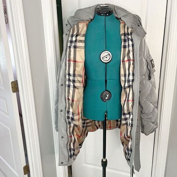 Burberry Weatherproof Puffer Goose Down Belted Pocket Nova Check Hooded Coat - Picture 4 of 14